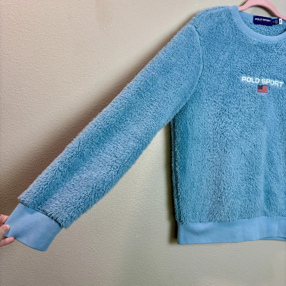 POLO‎ RALPH LAUREN Polo Sport Blue Plush Pullover Sweater Men's Medium M